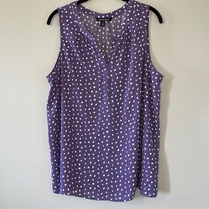 41 Hawthorn Sleeveless Top V Neck Purple White Size XXL